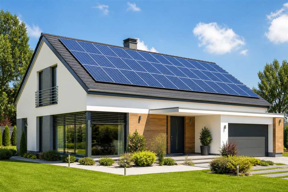 Sistema fotovoltaico residencial instalado em telhado